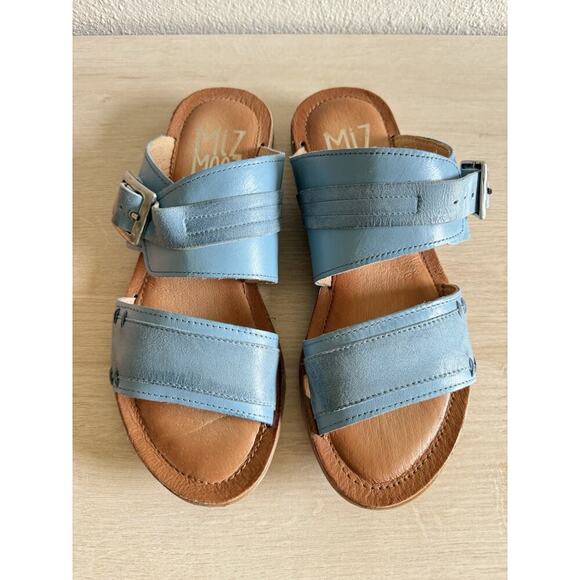 Miz Mooz Leather Double Band Slide‎ Slip On Sandals Florra Beach Resortwear Sz 8 - Picture 5 of 9